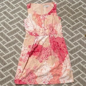 LOFT Abstract Pink and Cream Sleeveless Dress 8P